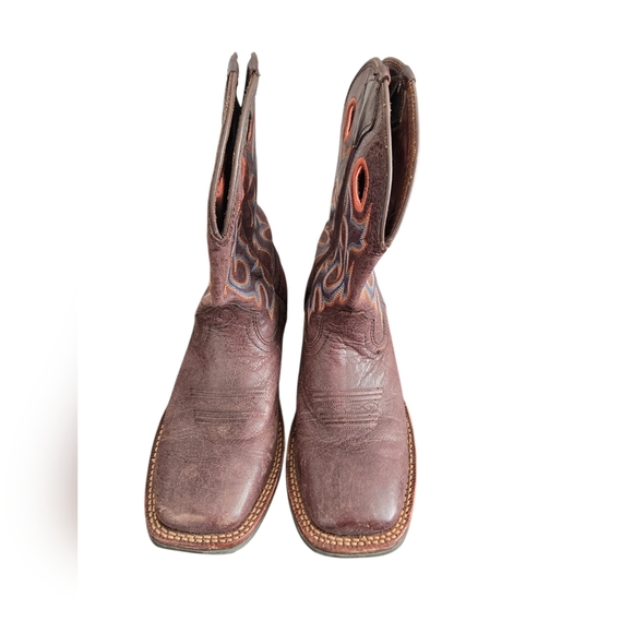 Cody James Brown Western Cowboy Boots with Orange Embroidery Size 8.5 main image 8